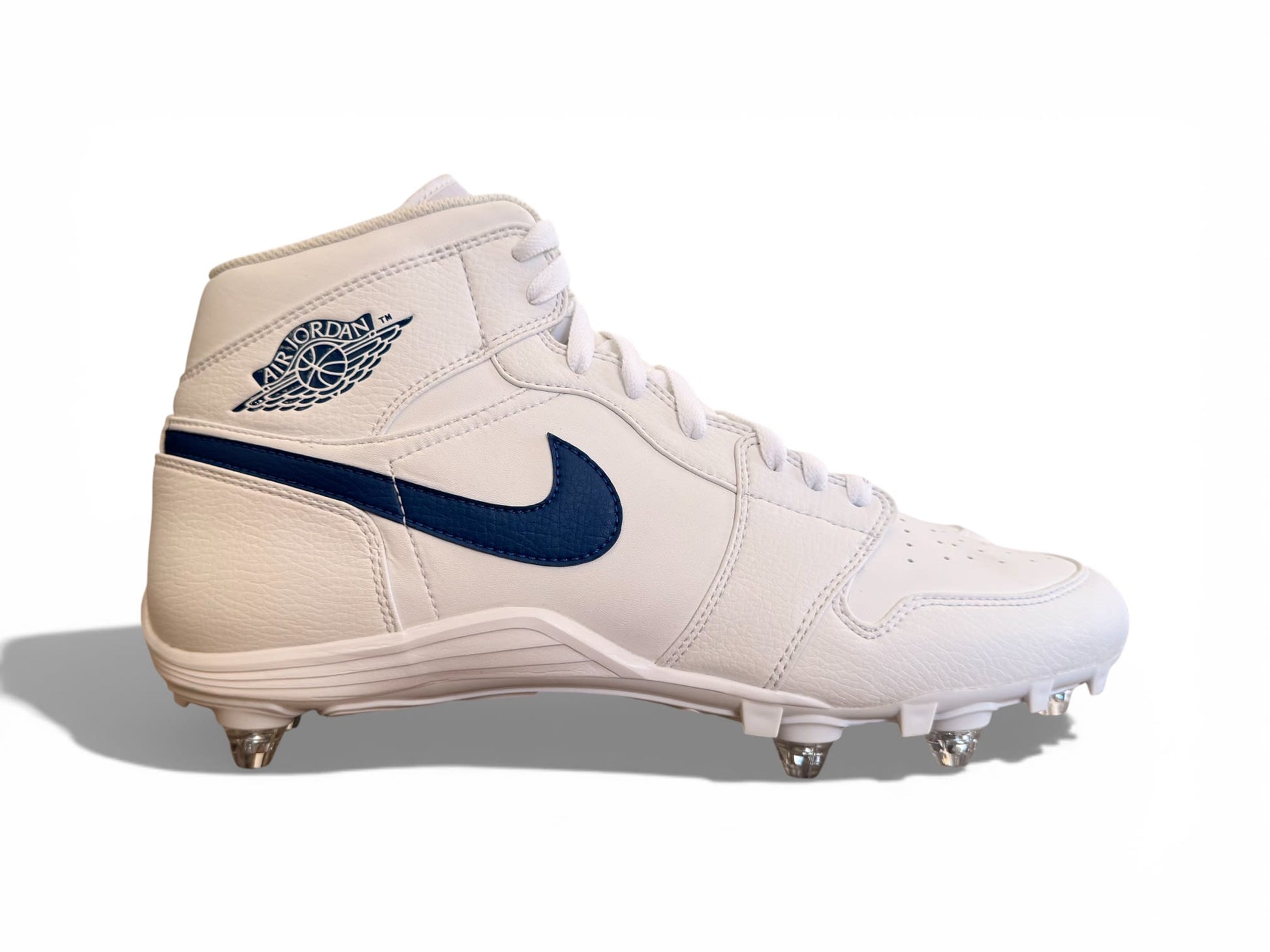 Jordan 1 TD Mid Detachable Cleats White/Blue