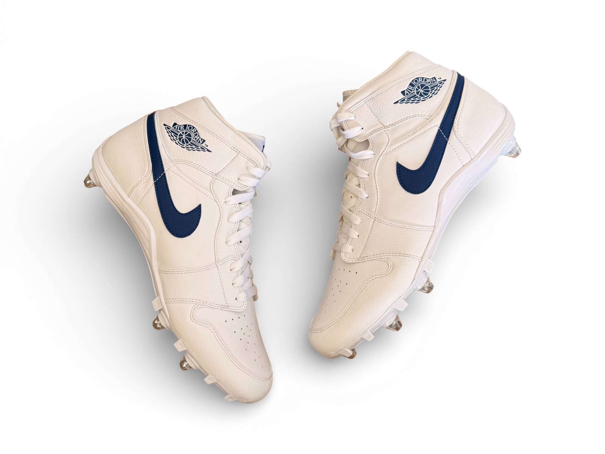 Jordan 1 TD Mid Detachable Cleats White/Blue