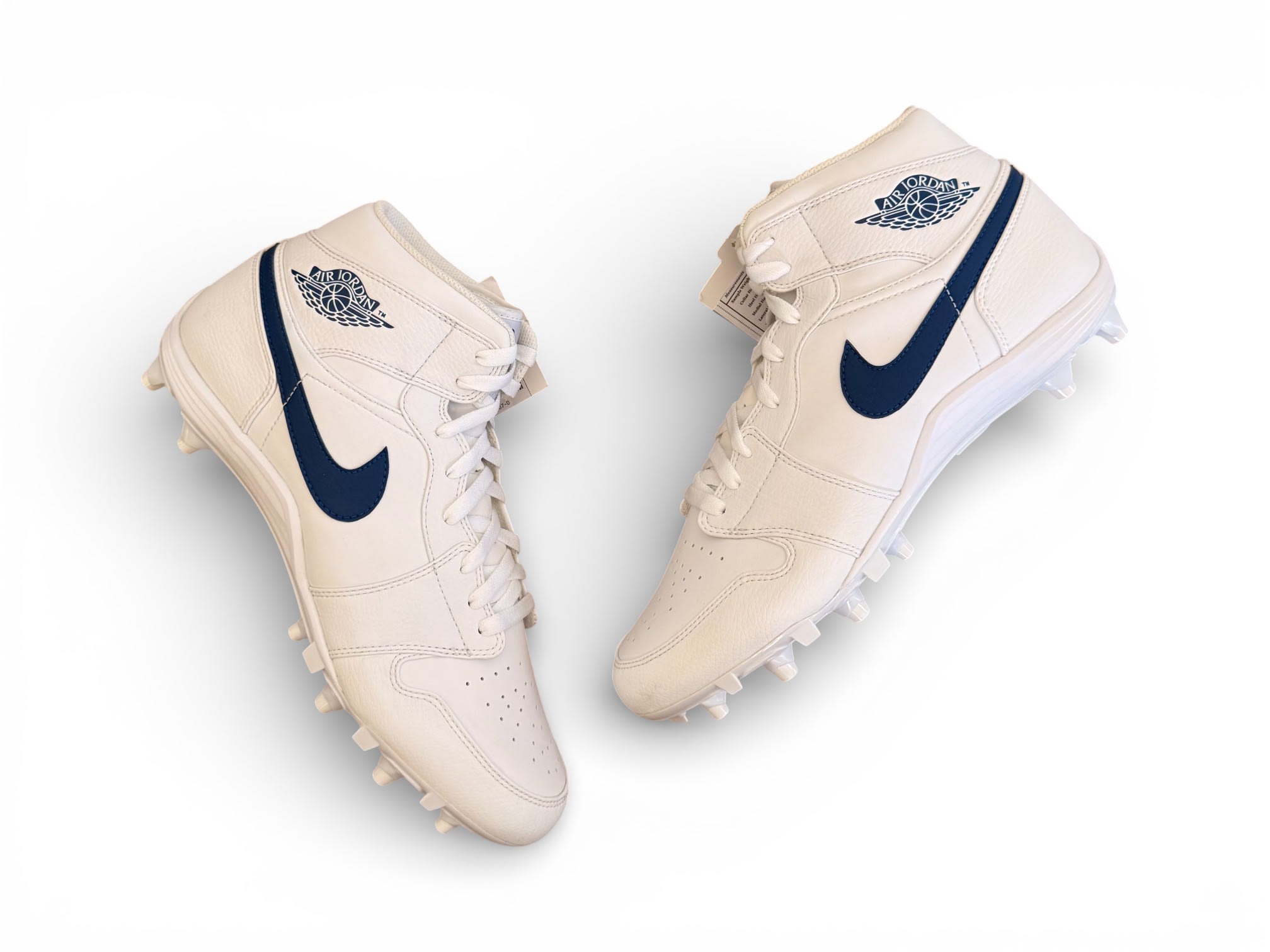 Jordan 1 TD Mid Molded Cleats White/Blue