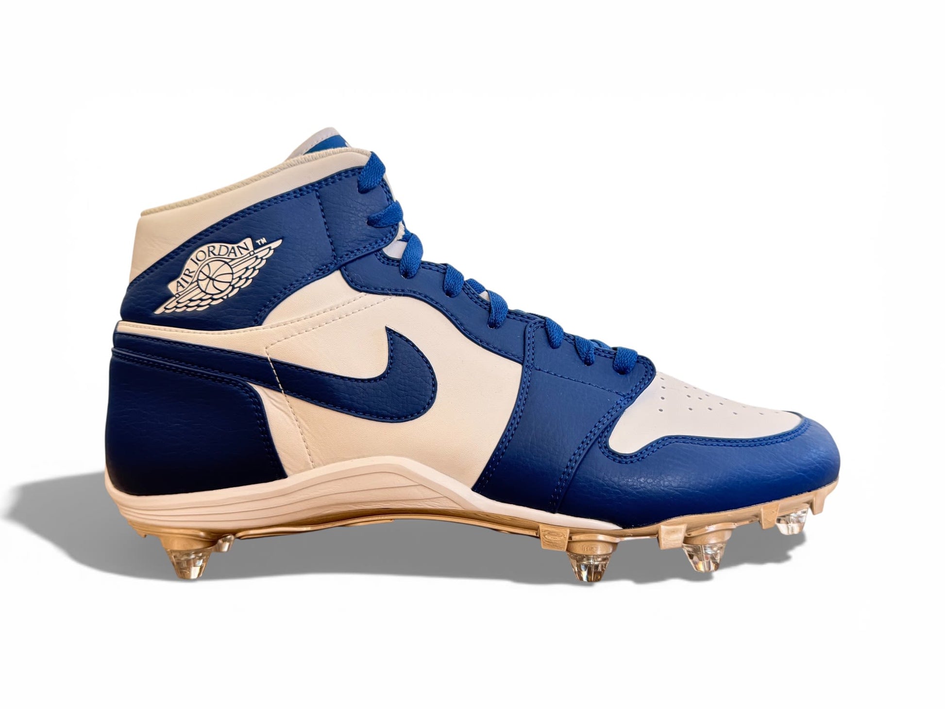 Jordan 1 TD Mid Detachable Cleats White/Blue/Blue
