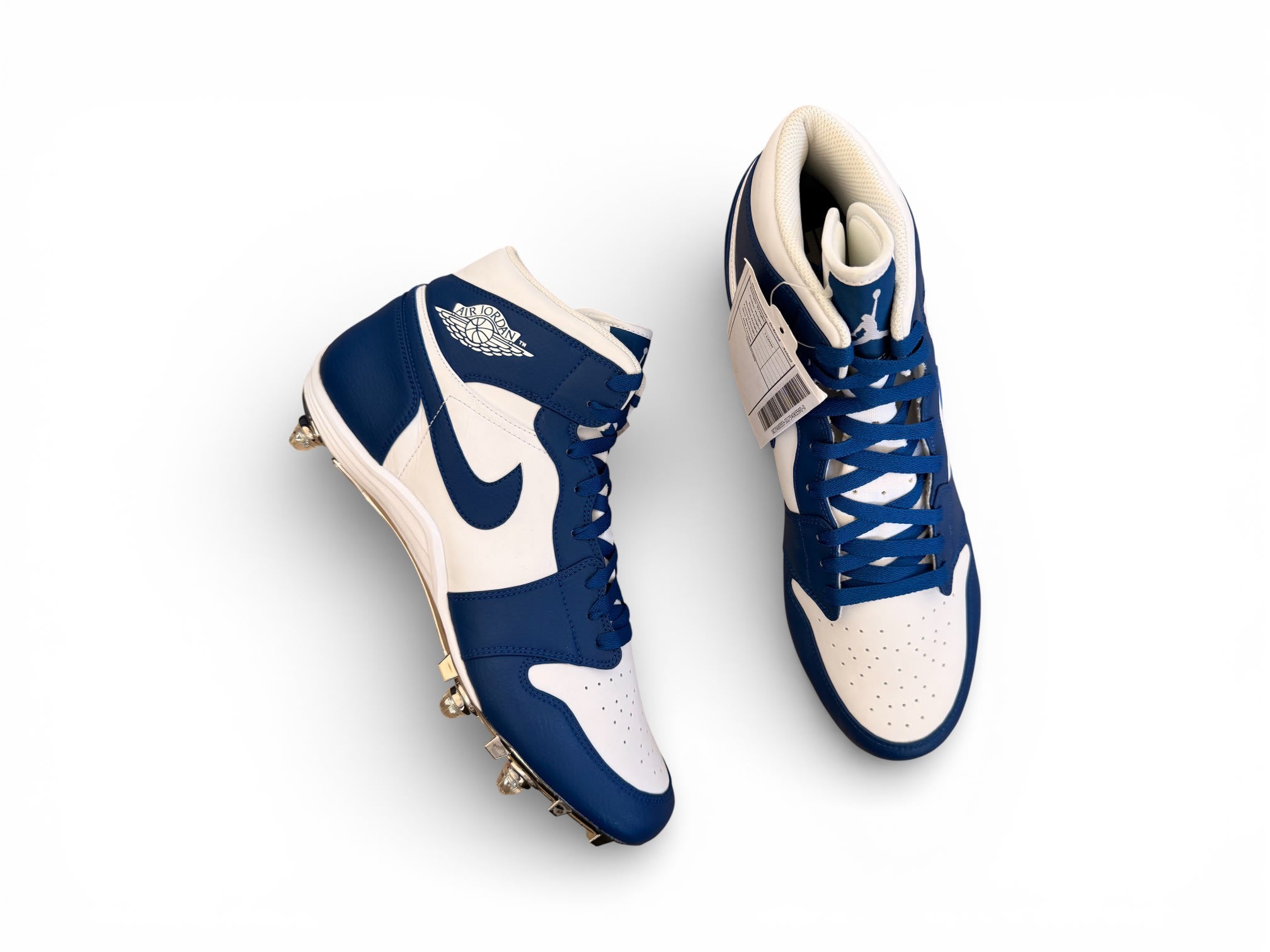 Jordan 1 TD Mid Detachable Cleats White/Blue/Blue