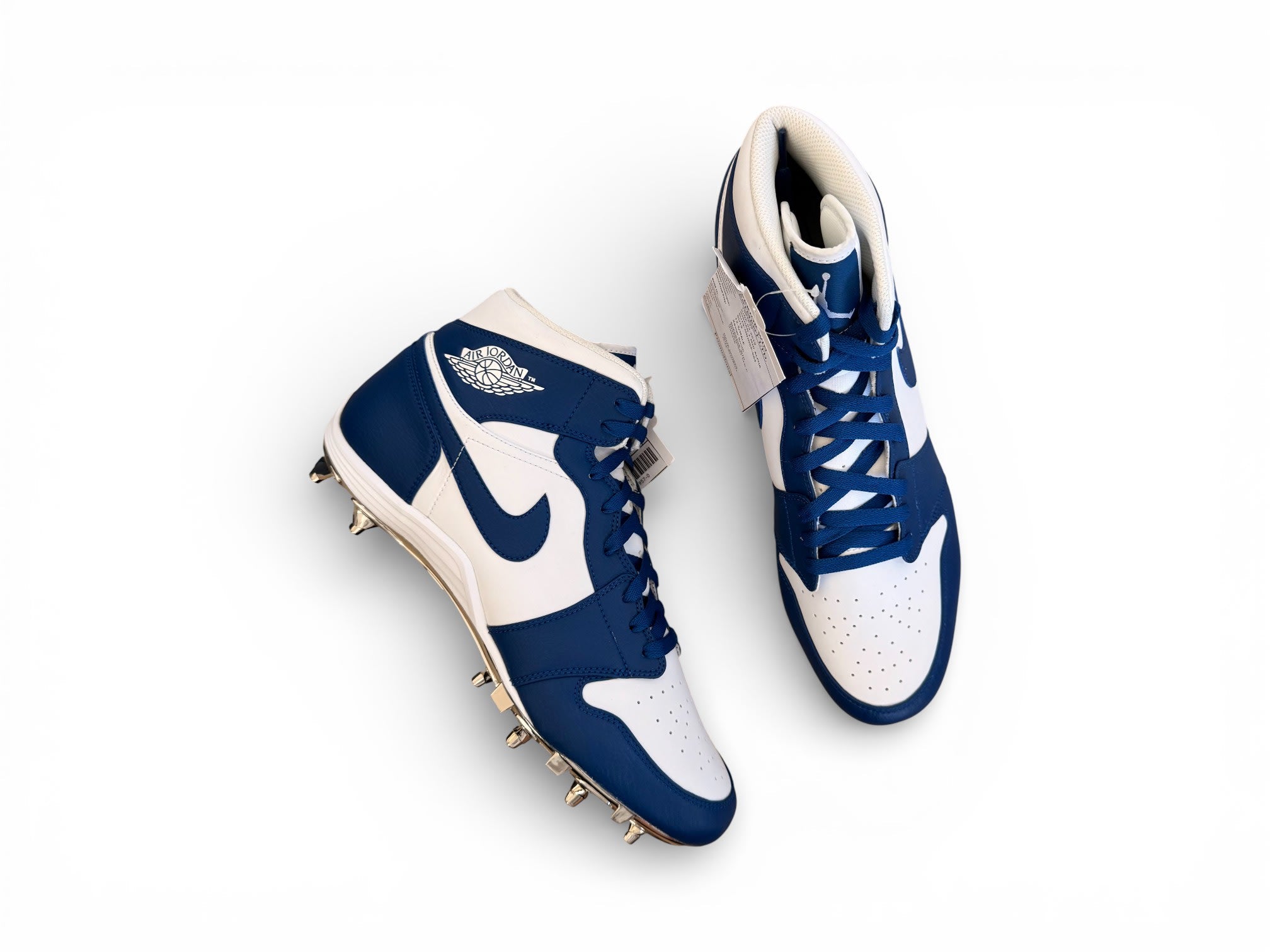 Jordan 1 TD Mid Molded Cleats White/Blue/Blue