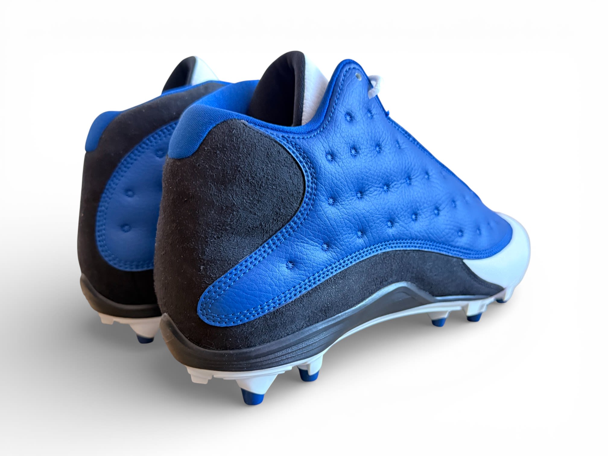 Jordan 13 Mid Molded Cleats Blue/Black-White