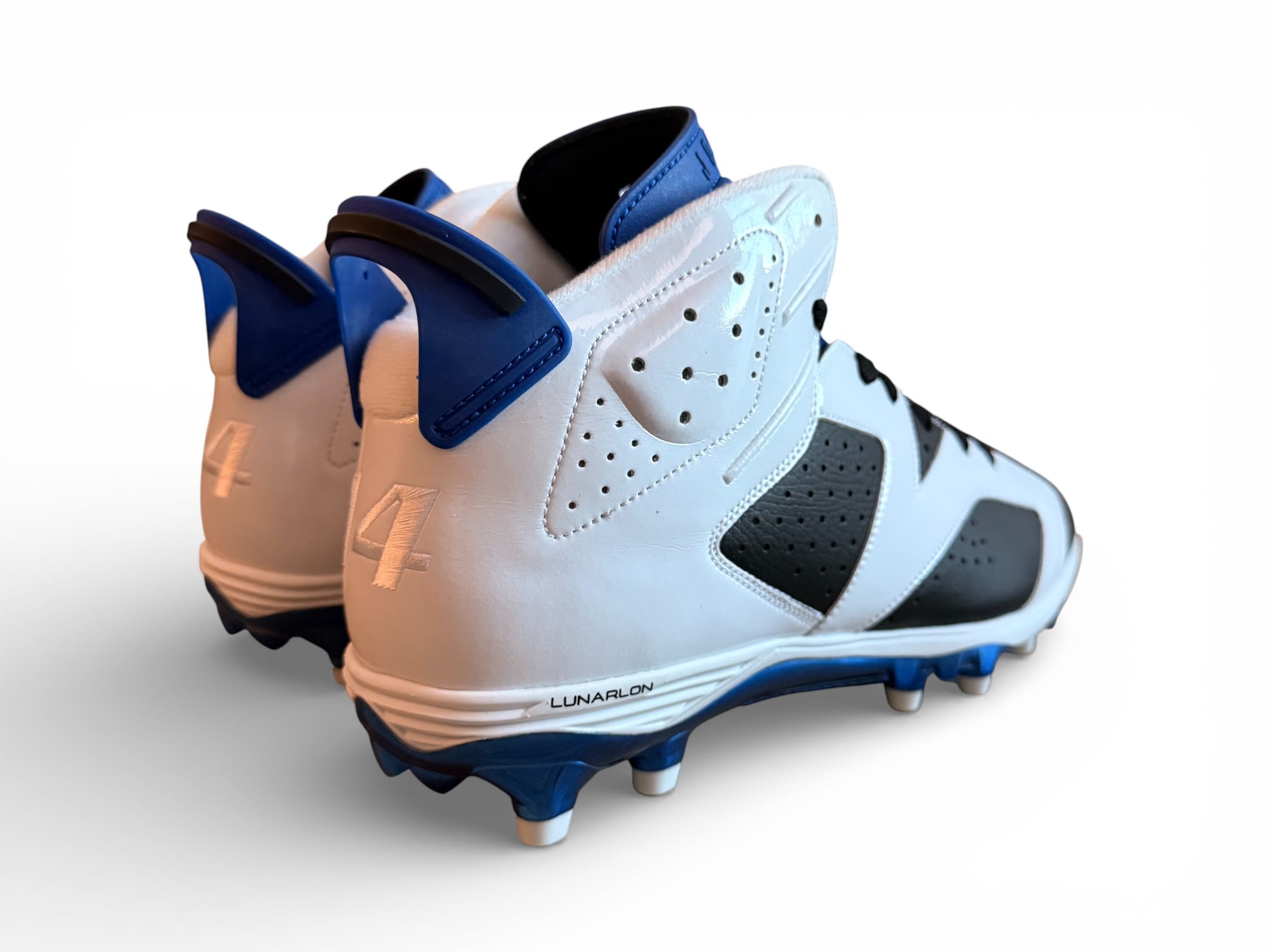 Jordan 6 Molded Cleats White/Black-Rush Blue