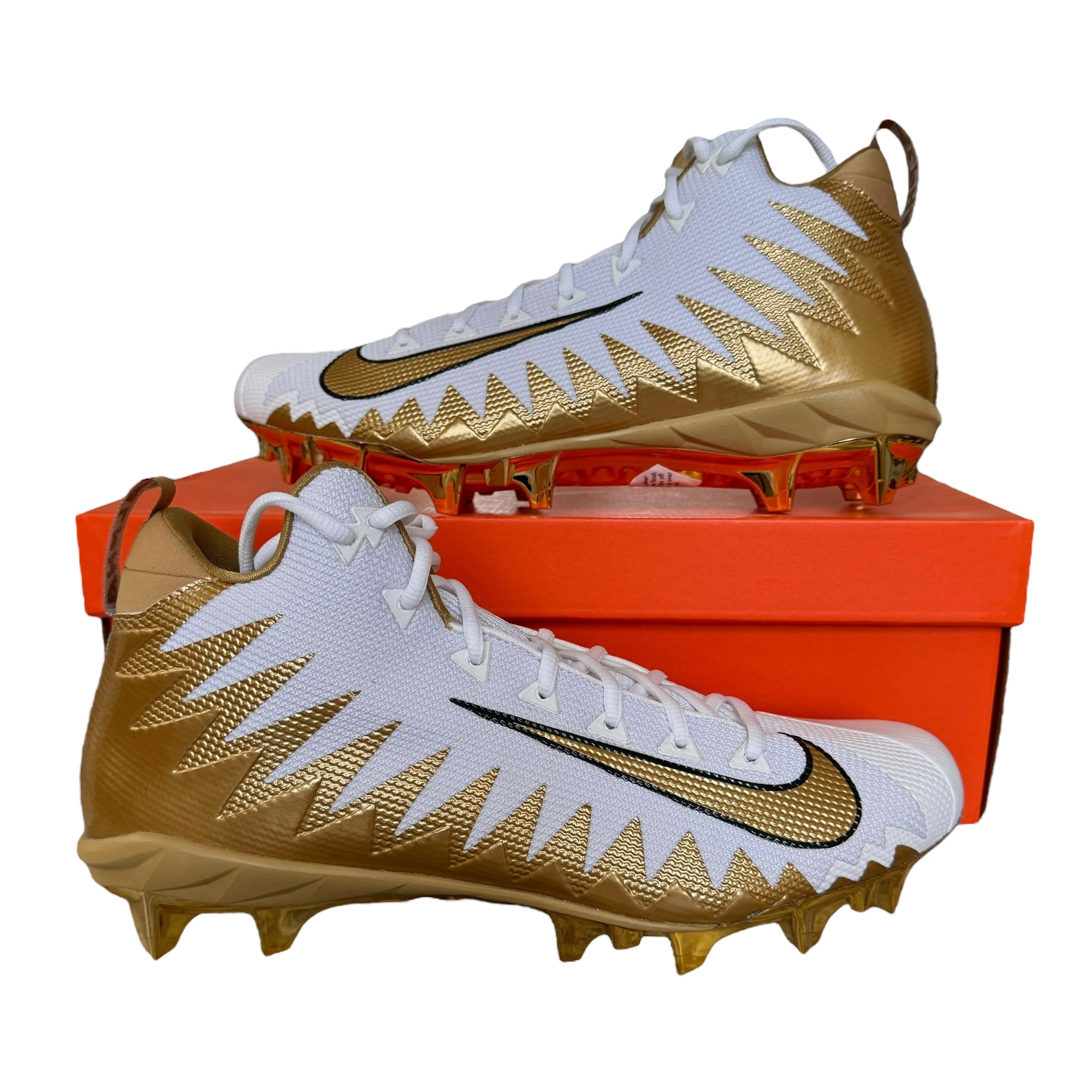 Nike Alpha Menace Pro Mid Cleats White/Gold