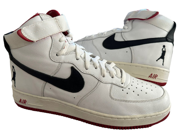 Red and white nike air force deals 1 high